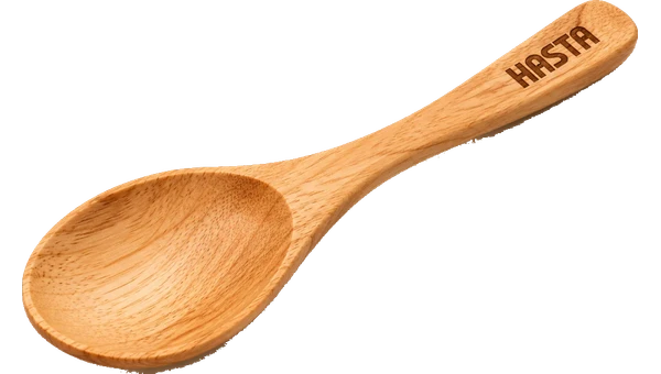 Handcrafted wooden spoon engraved with Hasta mark